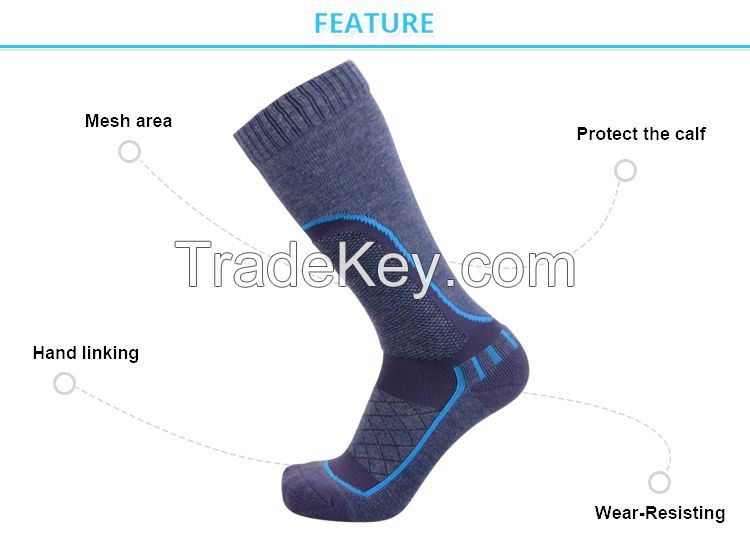 Customized breathable jacquard hiking merino wool socks