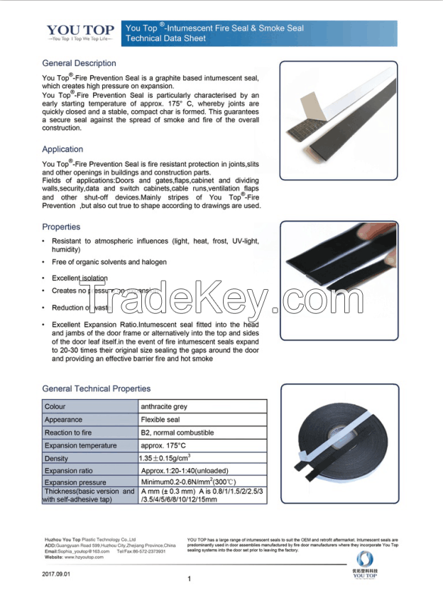 Flexible Intumescent Seal Strip/Fire Door Seals/Intumescent tape Fire