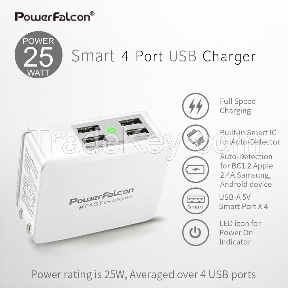 Powerfalcon 25W Smart 4-port USB charger/Foldable