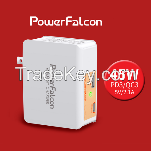 PowerFalcon 45W PD dual port (USB-C+USB-A) charger / foldable