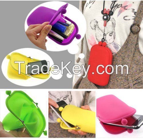 Fashion Silicone Cosmetic Makeup Bag Coin Purse Wallet Phone Case for Ladies