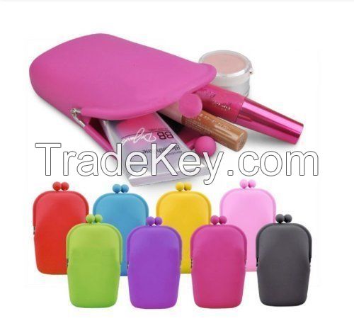 Fashion Silicone Cosmetic Makeup Bag Coin Purse Wallet Phone Case for Ladies