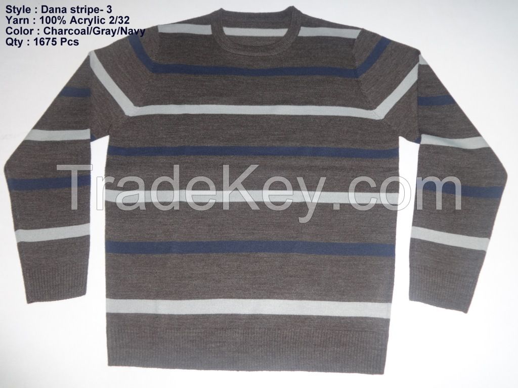 Men's L/S O-Neck Stripe Sweaters