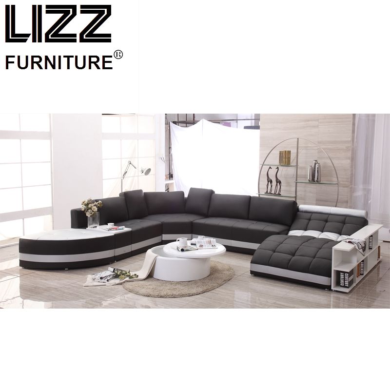Modern Oversize Italian Leather Sofa With Chaise Sofa Bed