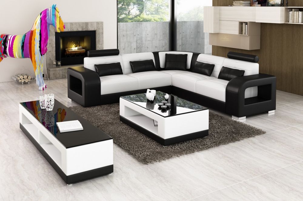 Home Furniture Leisure Leather Sofa Set With Wood