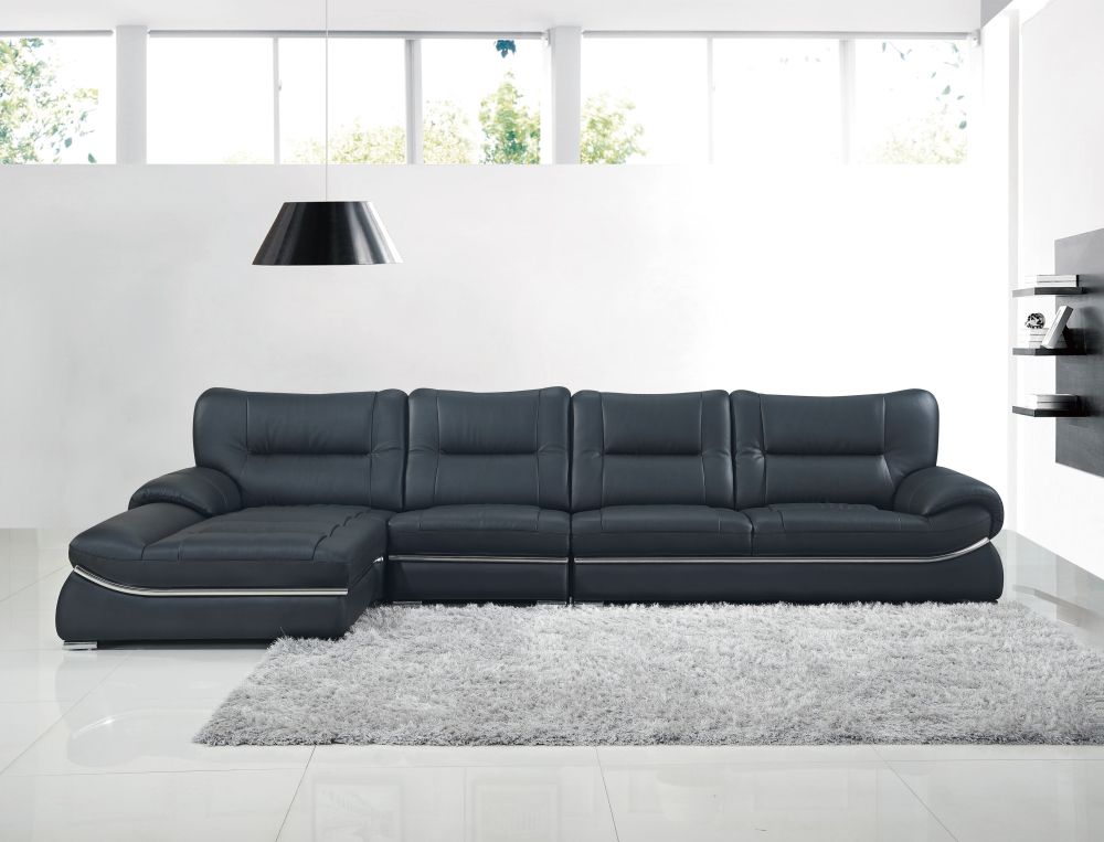 Living Room Leather Sofa Set Brownand Black 