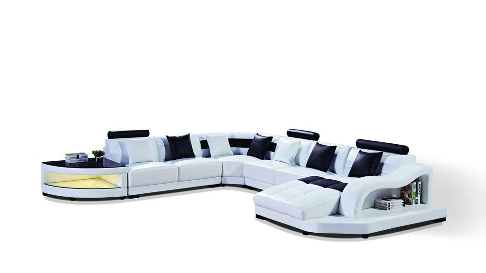 European Style Divany Leather Sofa with Wooden Frame