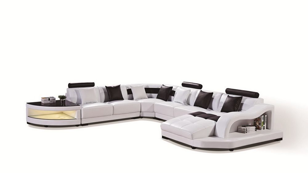 European Style Divany Leather Sofa with Wooden Frame