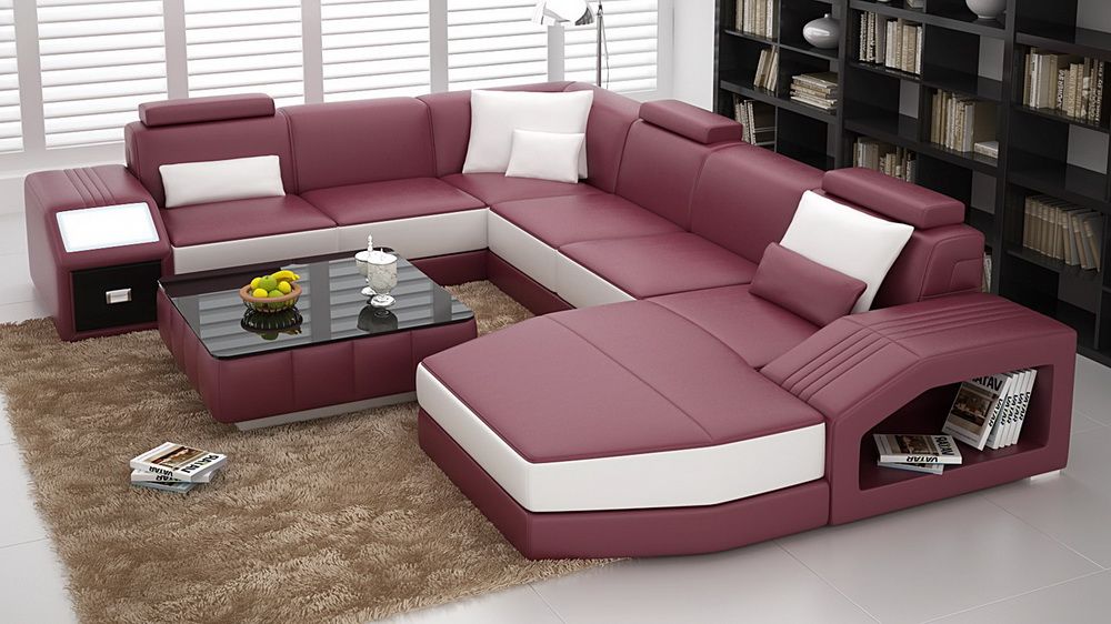 Nordic Wooden Furniture Italian Leather Sofa