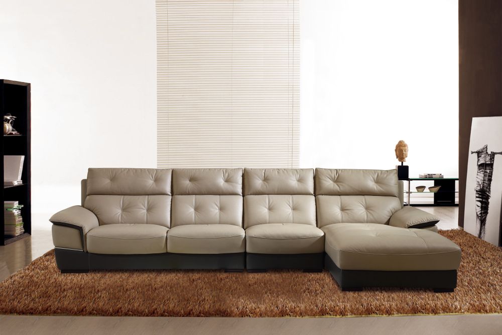 Classical Living Room Leather Sectional Sofa Couches