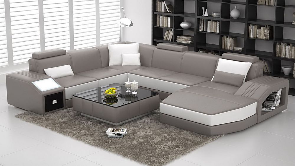 Nordic Wooden Furniture Italian Leather Sofa