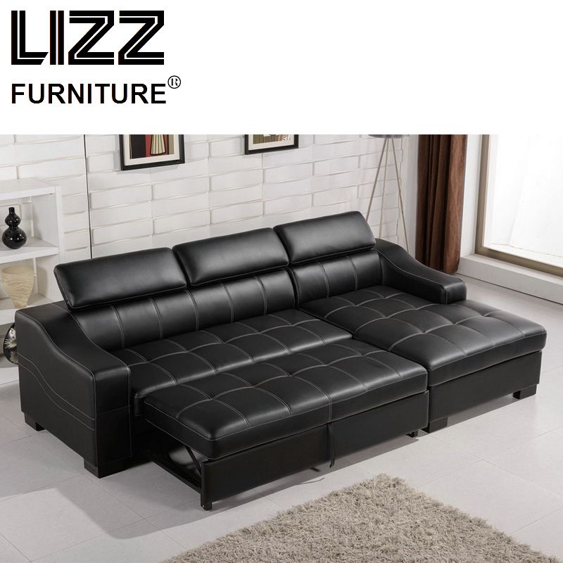 Living Room Furniture Leather Storage Sofa Cum Bed