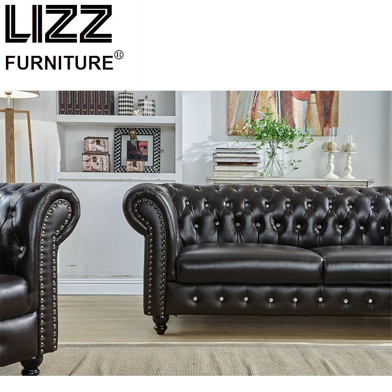 Leather Sofa Set with Wooden