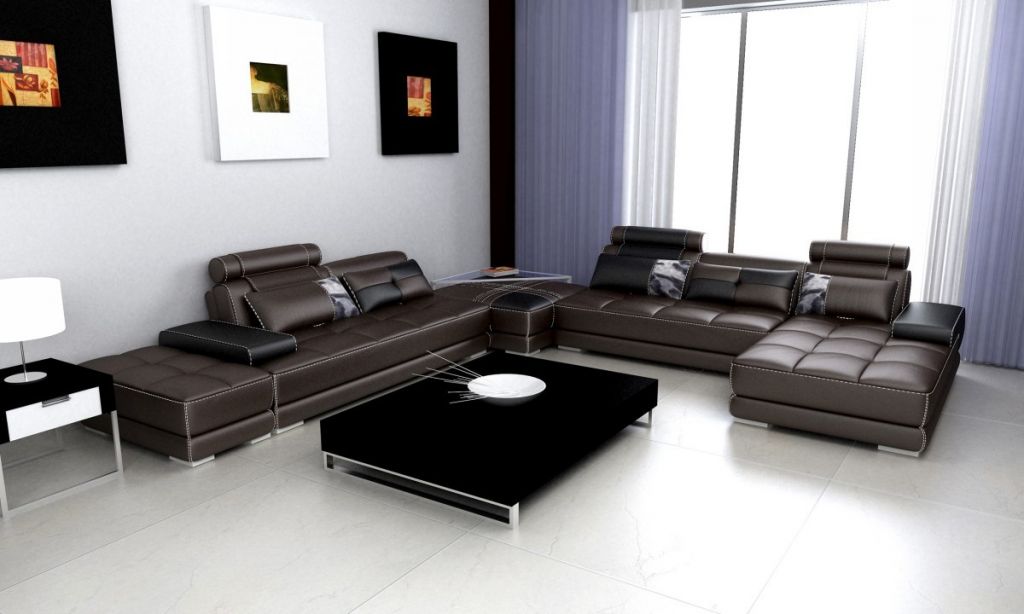 New Design Modern Creative Genuine Leather Sectional Sofa Bed