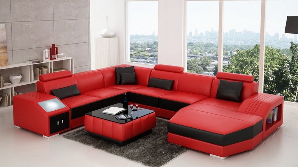 Nordic Wooden Furniture Italian Leather Sofa