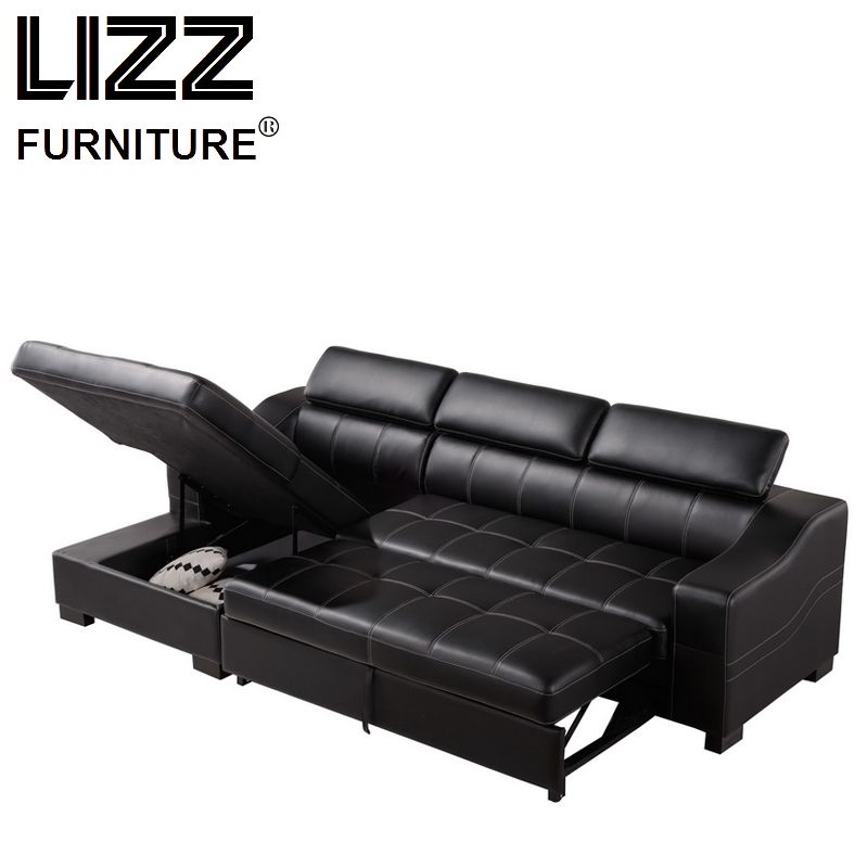 Living Room Furniture Leather Storage Sofa Cum Bed