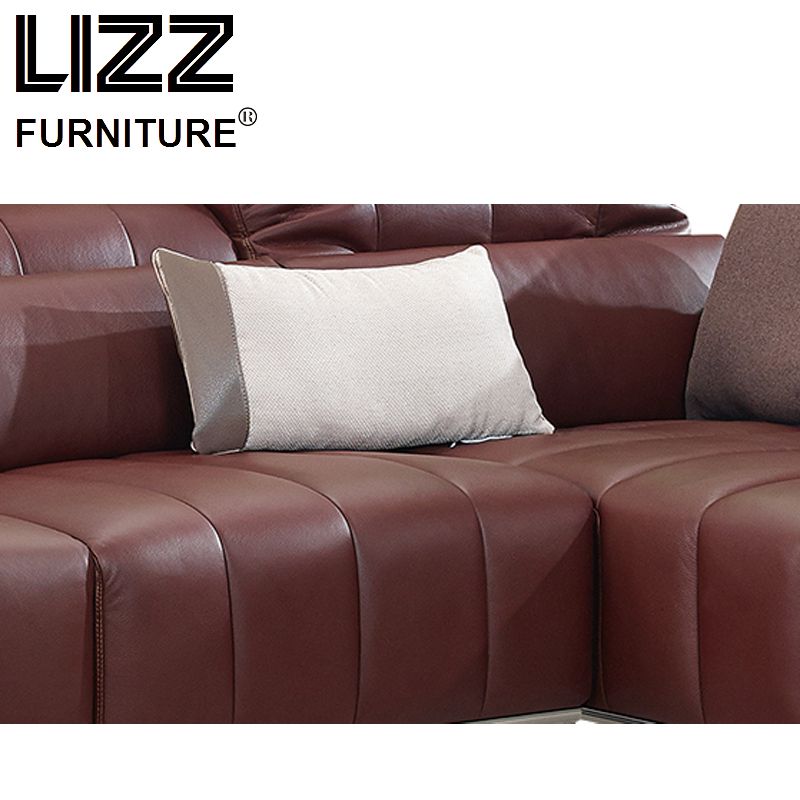 Italian Modern Sectional L Shape Brown Leather Sofa