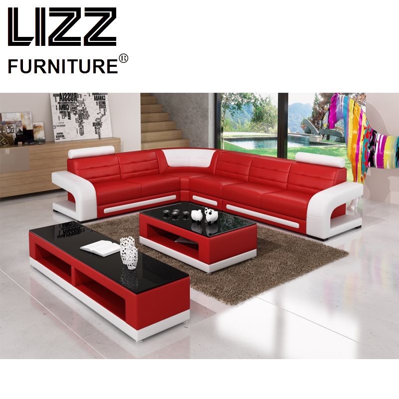 Classic Modern Leather Sectional Sofa Set