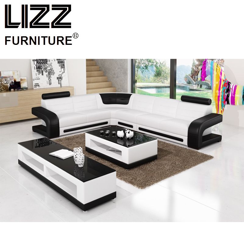 Classic Modern Leather Sectional Sofa Set