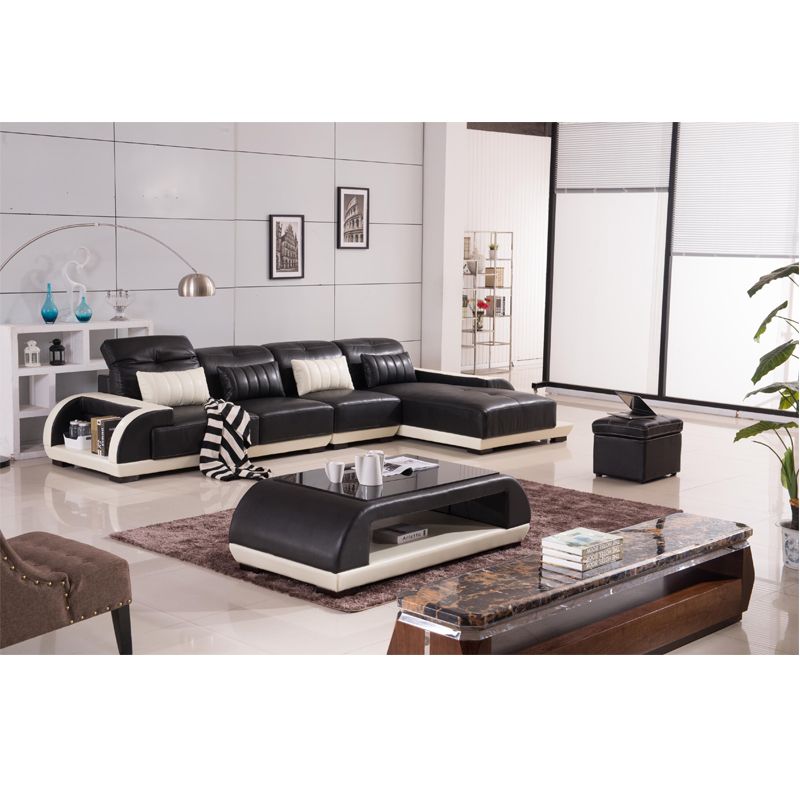 European Modern Furniture Sectional L Shape Leather Sofa Couch