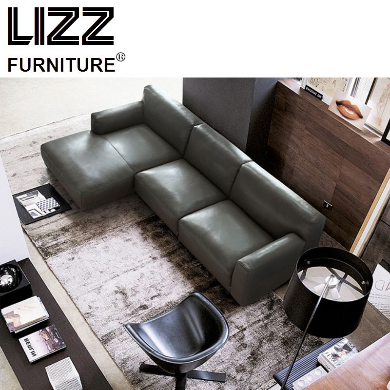 Modern Design Italy Genuine Leather Corner Sofa