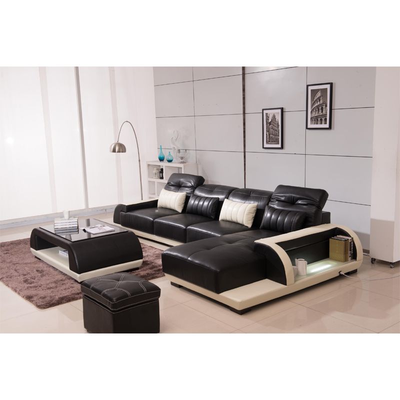European Modern Furniture Sectional L Shape Leather Sofa Couch