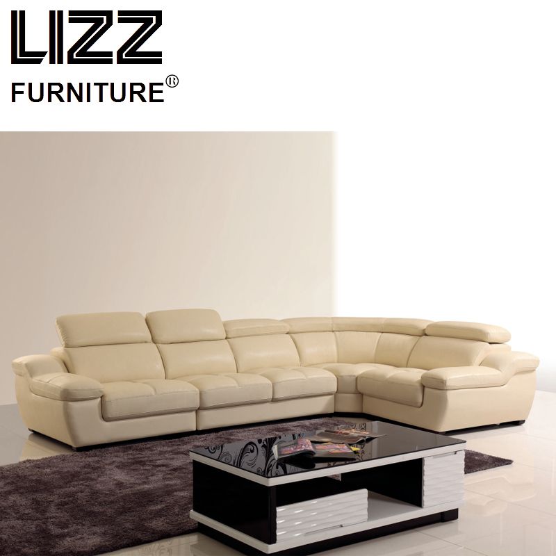 Living Room Genuine Leather Miami Sofa with Wooden Frame