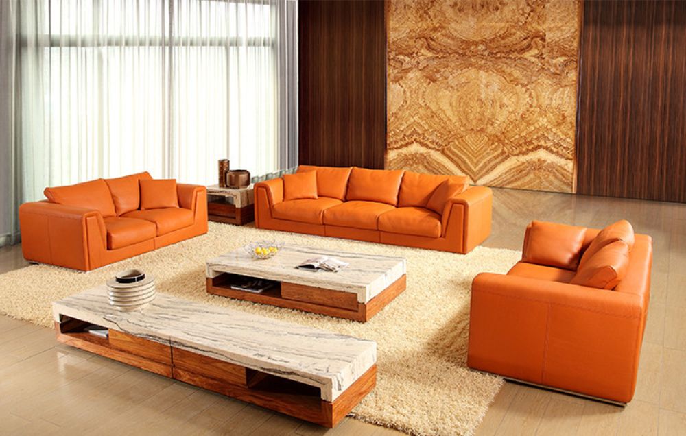 Bright Color Living Room Sectional Divaani Leather Sofa
