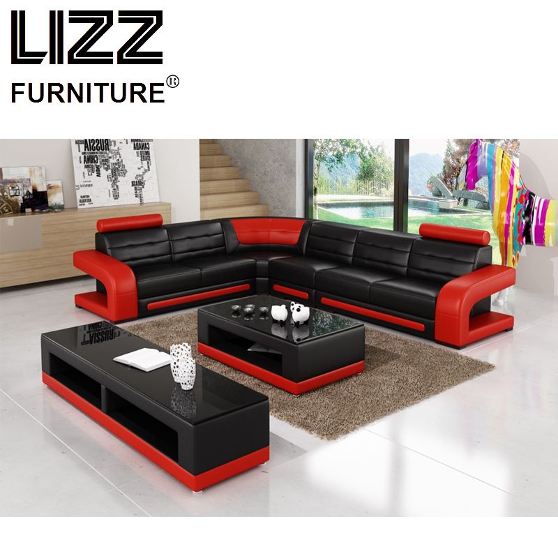 Classic Modern Leather Sectional Sofa Set