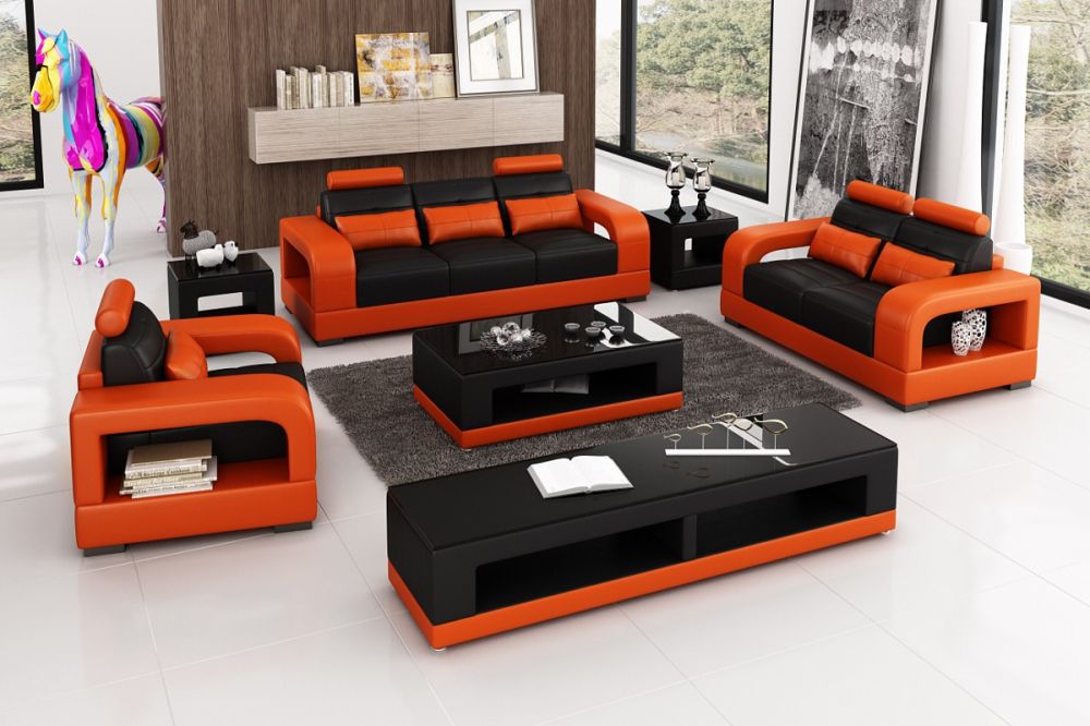 Modern Living Room Set Leather Sectional Sofa