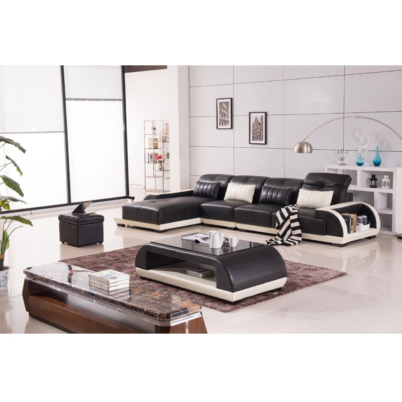 European Modern Furniture Sectional L Shape Leather Sofa Couch