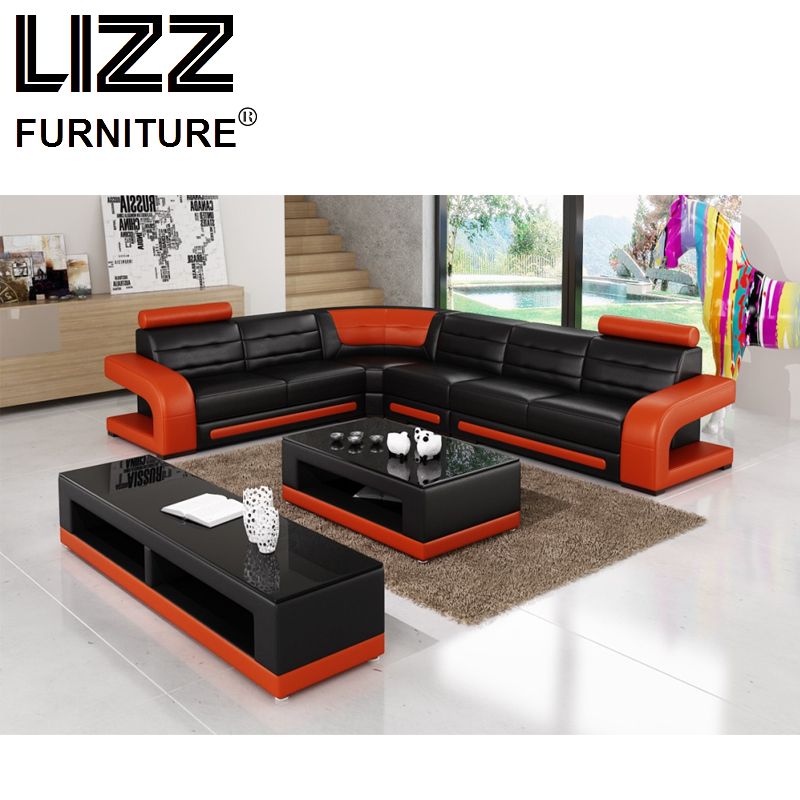 Classic Modern Leather Sectional Sofa Set