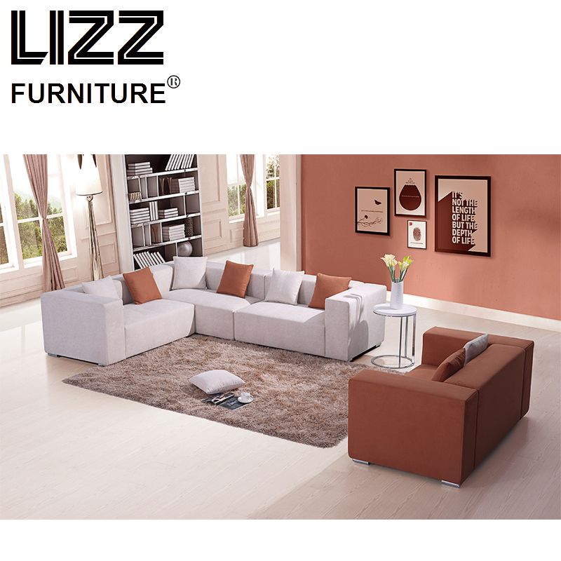 Modern Living Room Fabric Sofa Bed with Wooden Frame