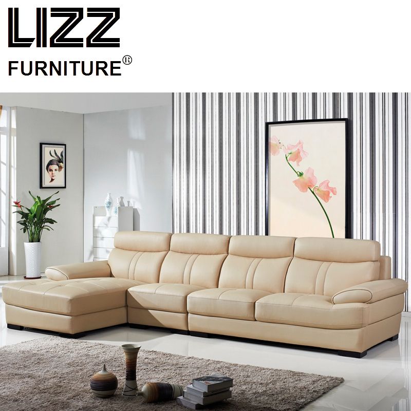 Wooden Home Furniture Genuine Leather Couch