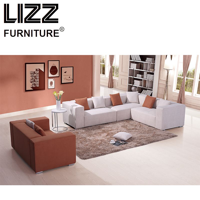 Modern Living Room Fabric Sofa Bed with Wooden Frame