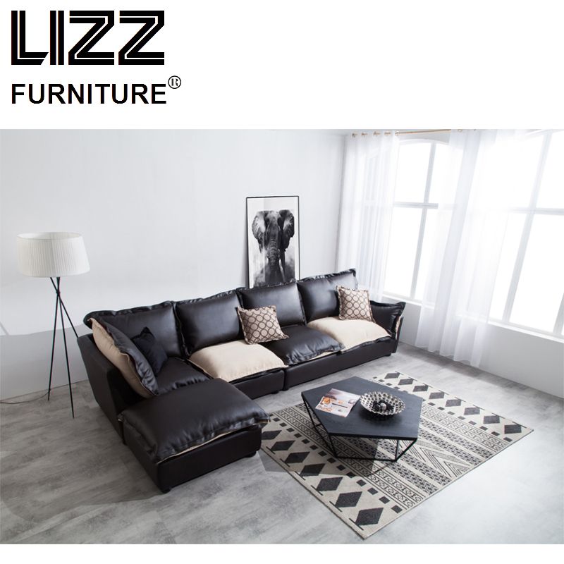 Popular L Shape Living Room Leather Corner Sofa