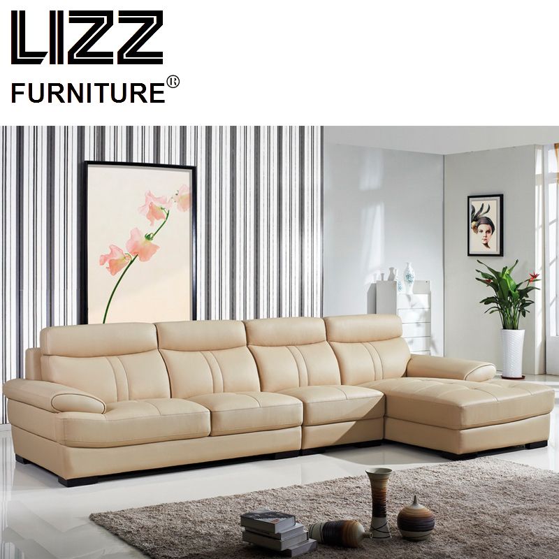 Wooden Home Furniture Genuine Leather Couch