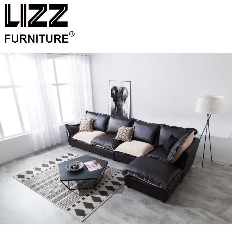 Popular L Shape Living Room Leather Corner Sofa