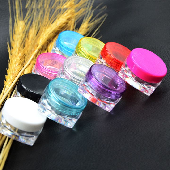 Sterilized plastic cream square jar clear transparent plastic box pot 3g 5g cheap portable travel cosmetic cream jar