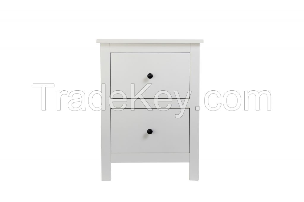 White Side End Table Nightstand With 2 Drawers