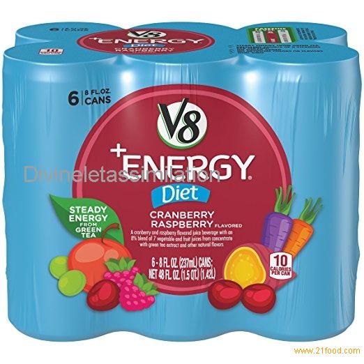 V8 V-Fusion Plus Energy Fruit Juice, Diet Cranberry Raspberry