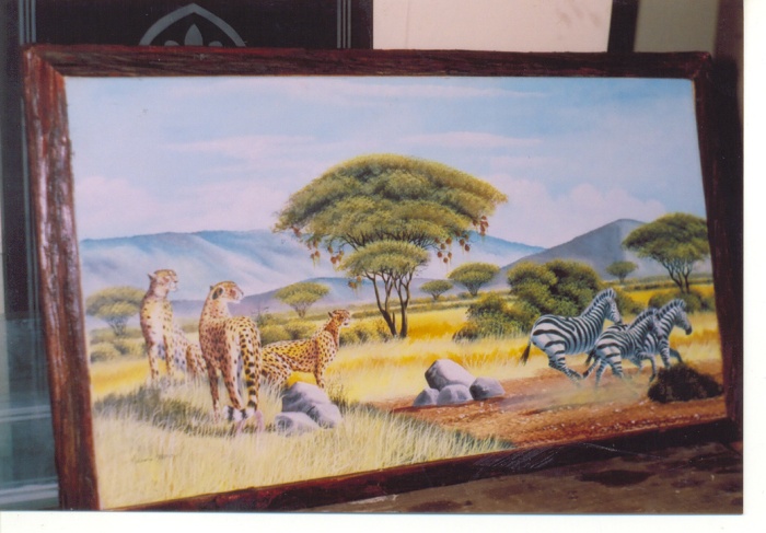 Maasai Mara cheetahs scaring Zebras oil painting on canvas