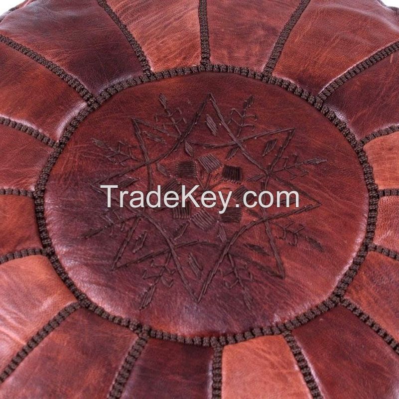 Footstool poufs Stuffed Brown Moroccan foot rest ottoman Leather Pouf Ottoman