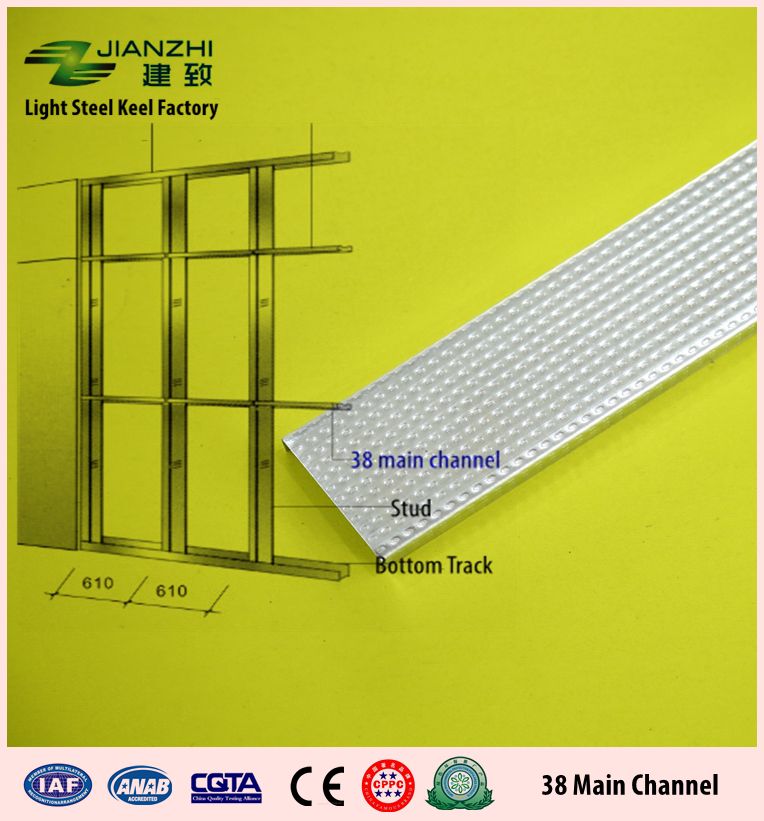 38*12mm galvanized steel ceiling main runner partition main channel with 60-120g/m2 zinc coating