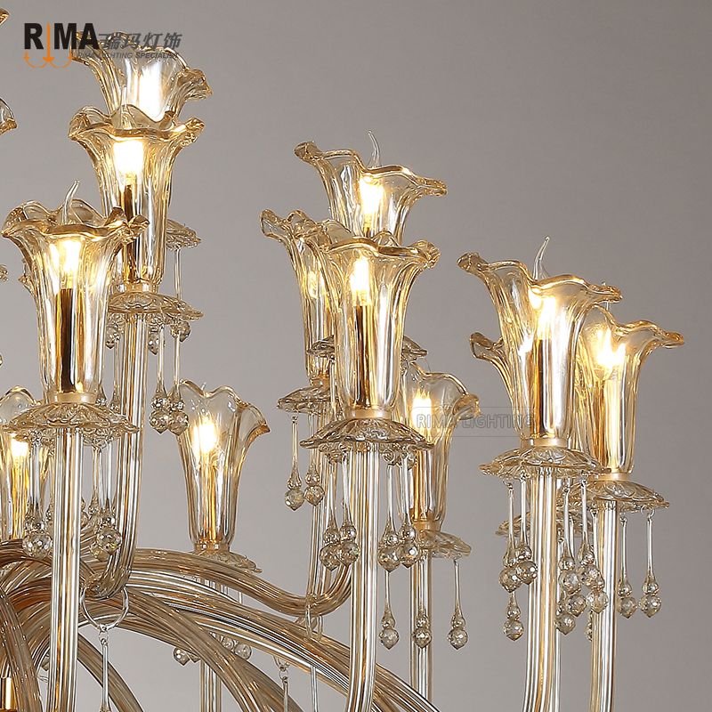 Rima Lighting Modern Delux Chandeliers with Glass Lampshade for Home and Hotel Decoration 10933