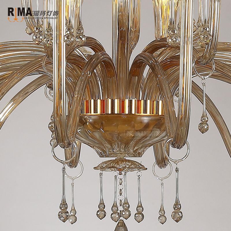 Rima Lighting Modern Delux Chandeliers with Glass Lampshade for Home and Hotel Decoration 10933