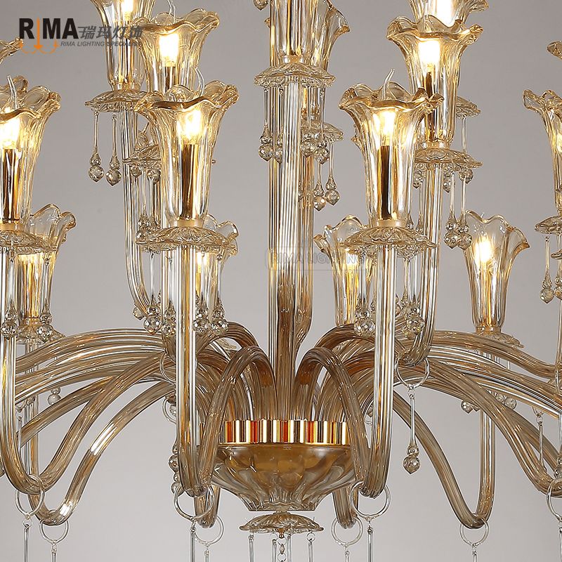 Rima Lighting Modern Delux Chandeliers with Glass Lampshade for Home and Hotel Decoration 10933