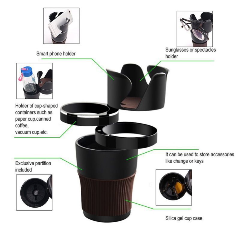 Multi-Functional Car Stack Organizer Cup Holder Rotatable Storage Cup