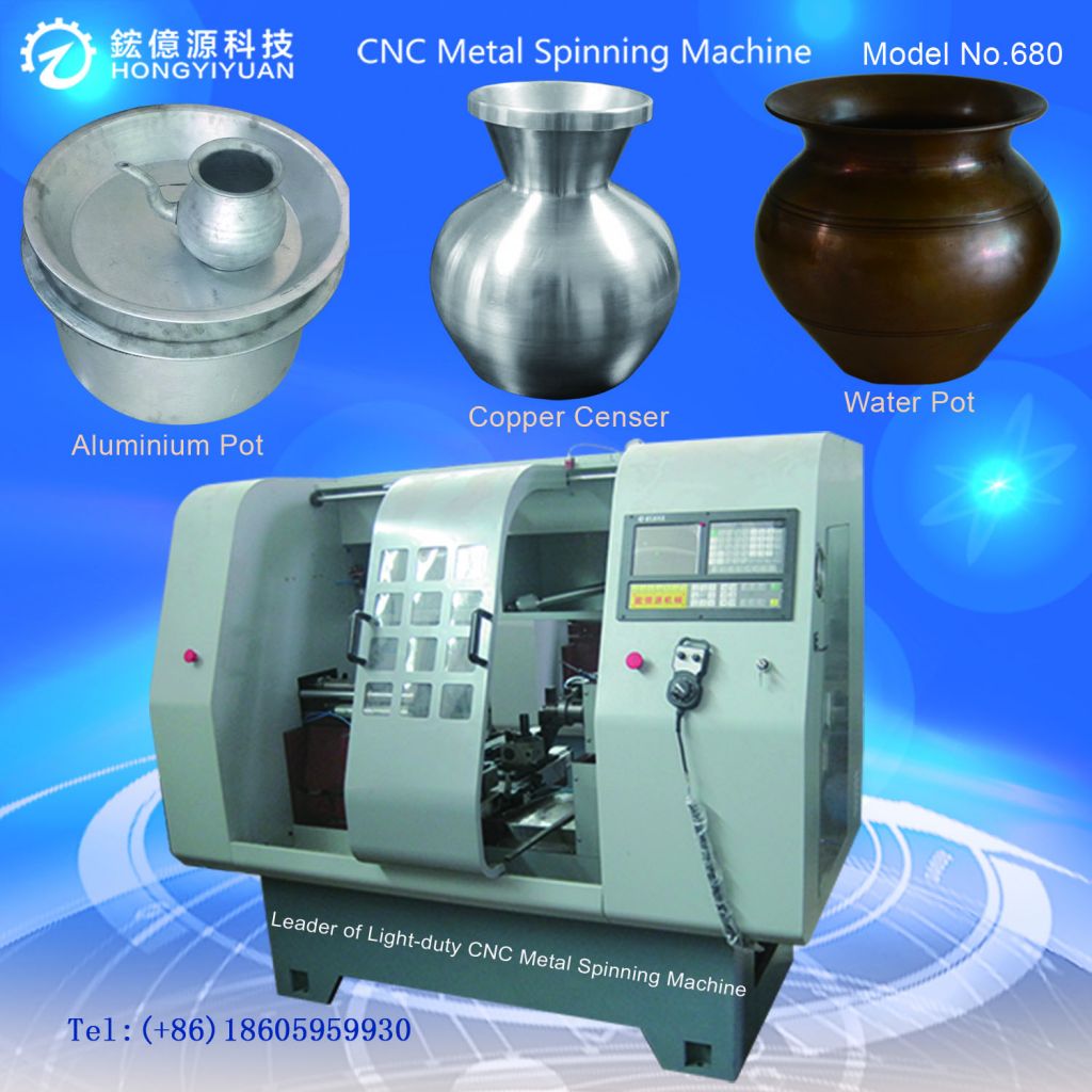Manufacturing Aluminum Utensils Used CNC Metal Spinning Machine(Light-duty 680B-6)