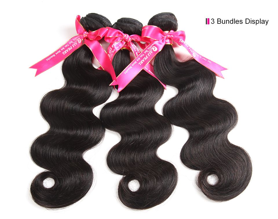 E beauty Hair 8A Grade Brazilian Virgin Hair Body Wave 3 Bundles Remy Human Hair Weaves Natural Black (10 12 14)